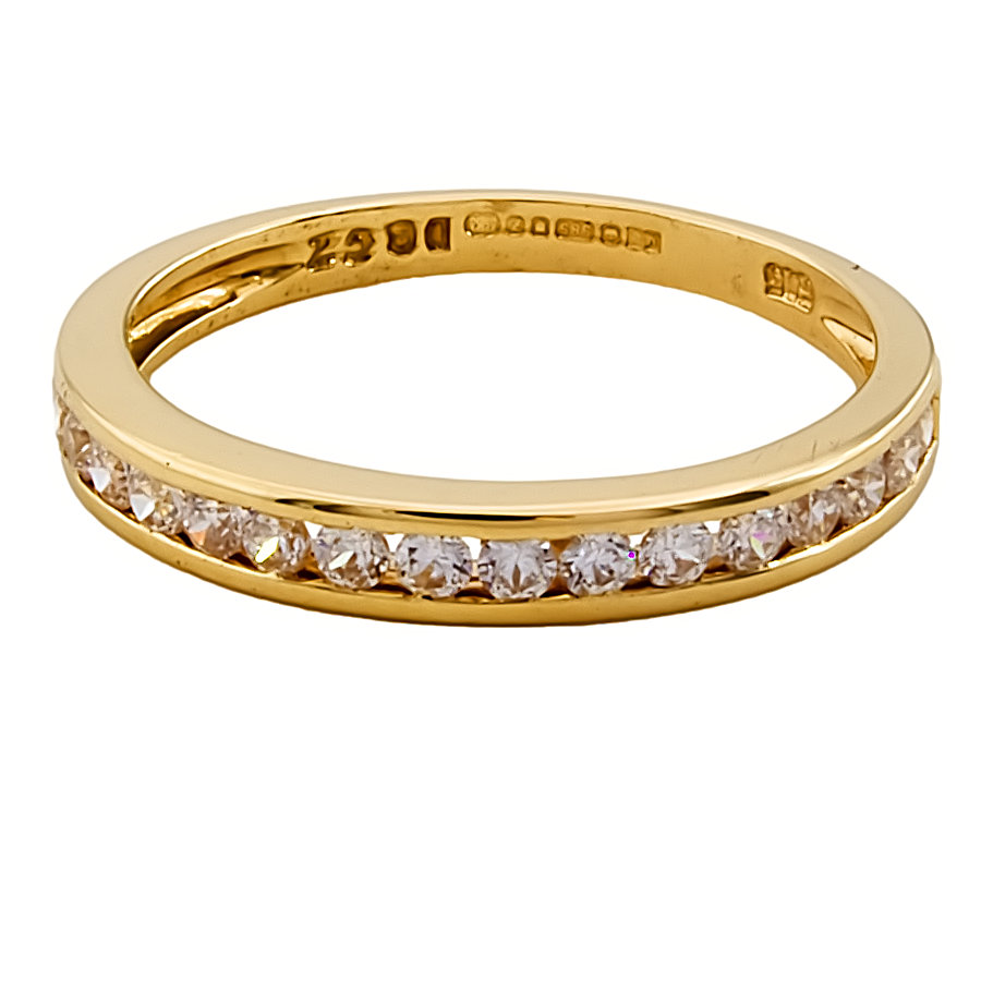 14ct Gold Cubic Zirconia Half Eternity Ring size M